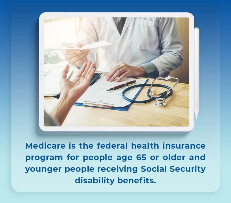 Medicare is the federal health insurance program for people 65 and older and for people receiving social security benefits.