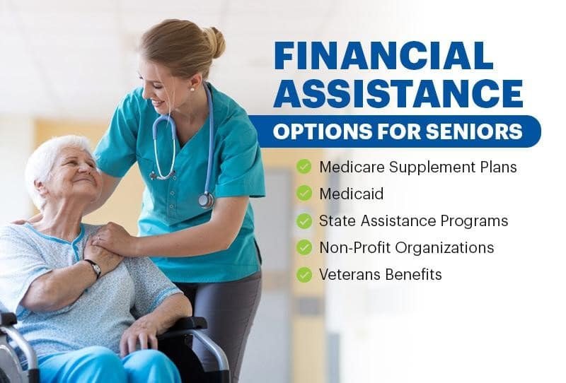 A nurse comforting a senior woman in a wheelchair, next to text about Medicare coverage options for seniors.